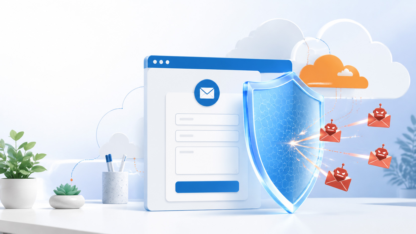Contact Form 7のお問い合わせフォームをCloudflare Turnstileの盾でスパムから守るイメージ