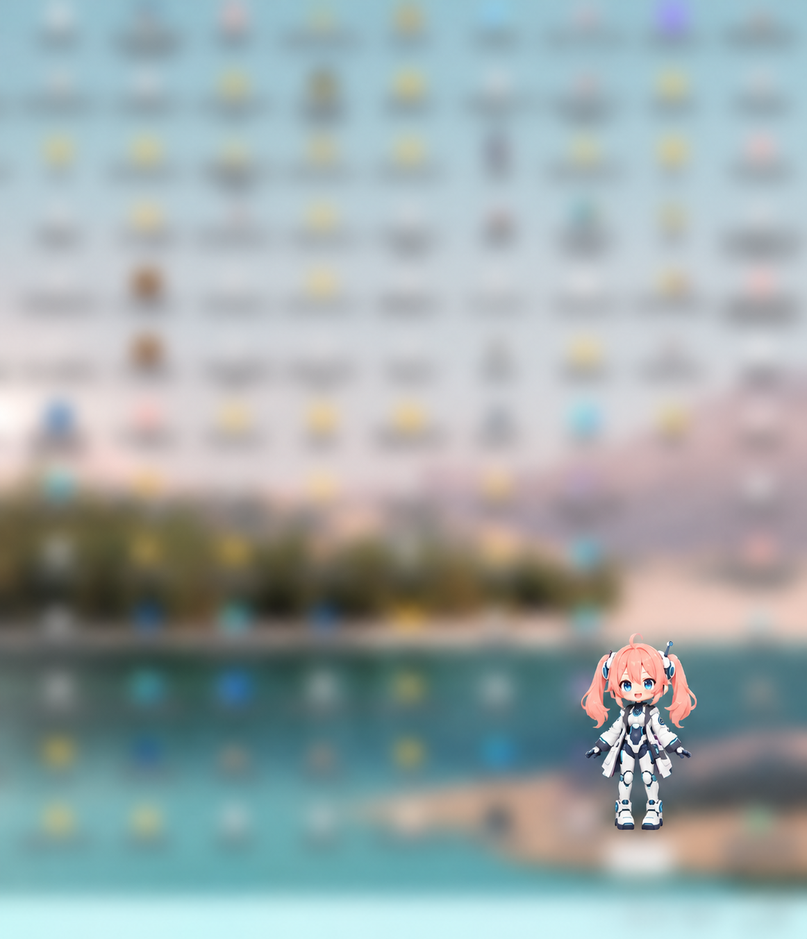 デスクトップに表示したぷてぃちゃん。周囲にはぼかしを入れています。